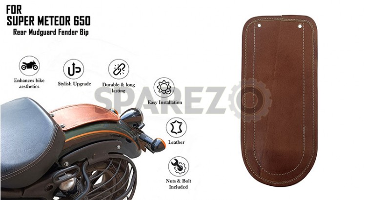 For Royal Enfield Super Meteor 650 Tan Brown Rear Mudguard Fender Bip - SPAREZO